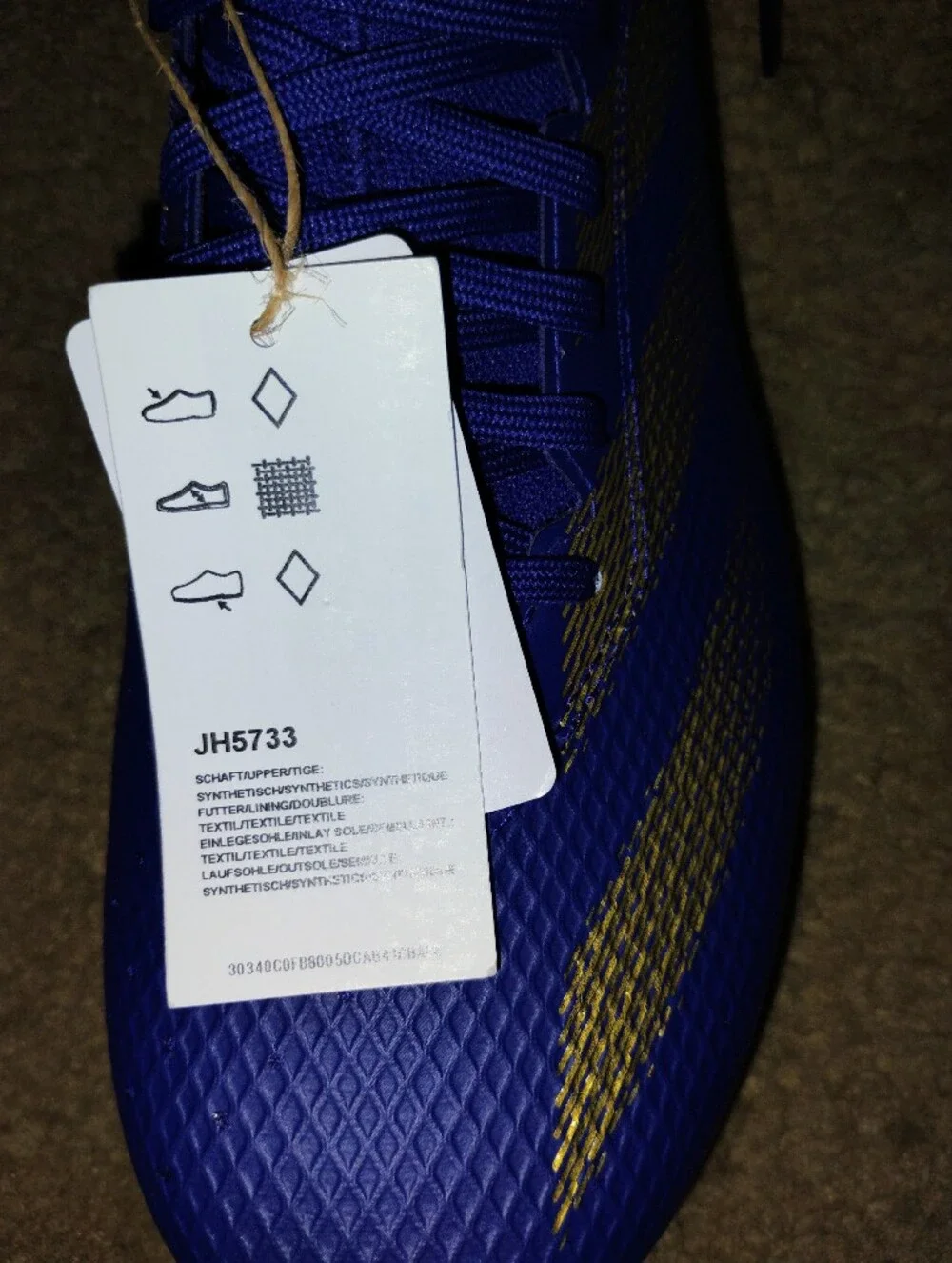 Brand New Adidas Blue and Gold Adizero Soccer Cleats Size 14